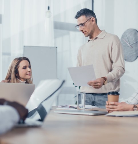 A man and women who study project proposal
