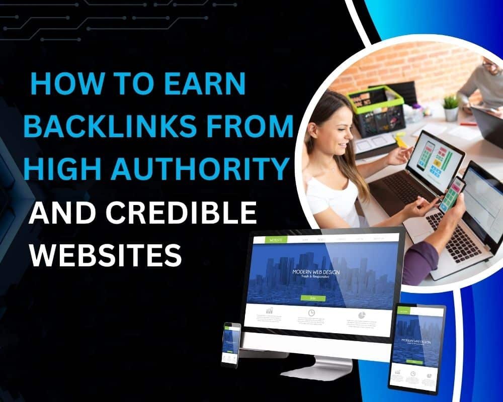 Infographic illustrating strategies for earning backlinks from high-authority websites, featuring tips and examples.