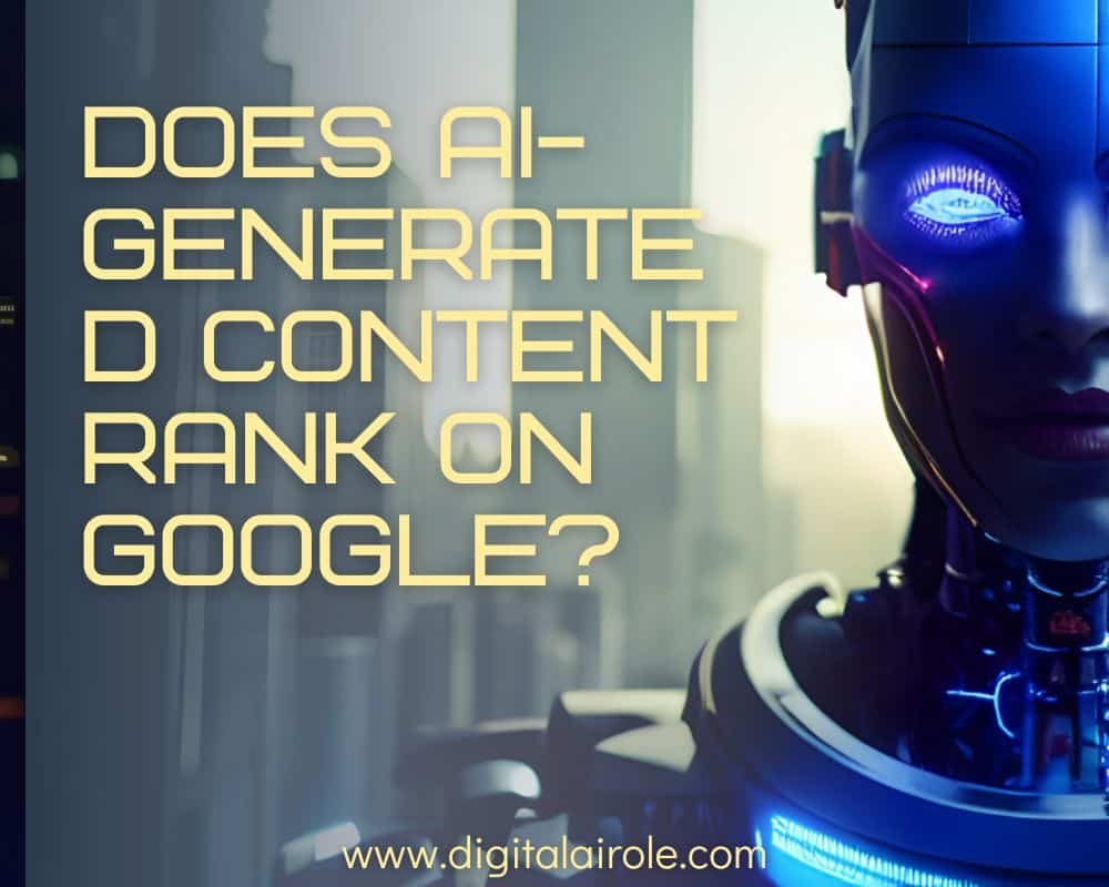  A graphic illustrating the impact of AI-generated content on Google search rankings and SEO strategies.