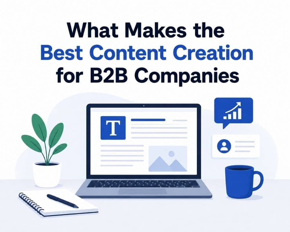  A graphic illustrating key elements of effective B2B content creation, including strategy, audience targeting, and engagement.