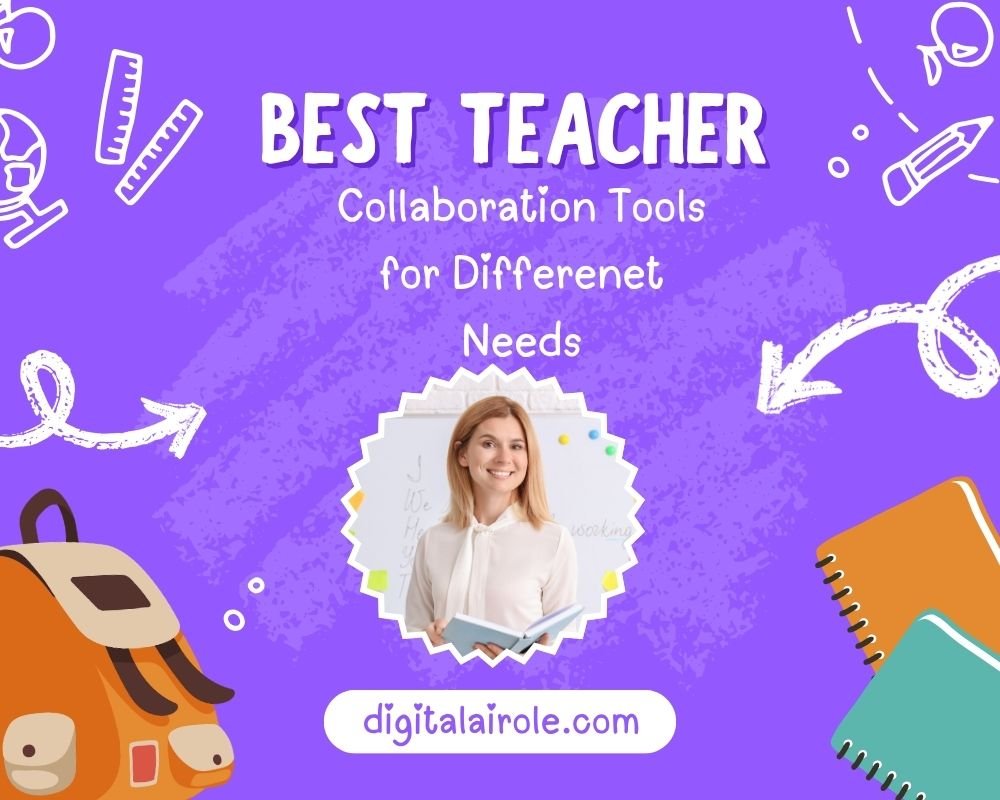 A graphic showcasing various teacher collaboration tools designed for meeting diverse educational needs.