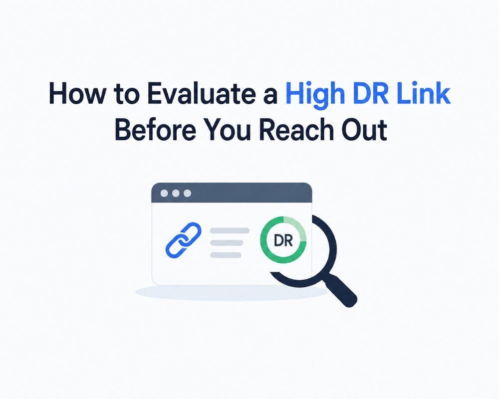 A flowchart illustrating steps to evaluate a high domain rating link before contacting the site owner.