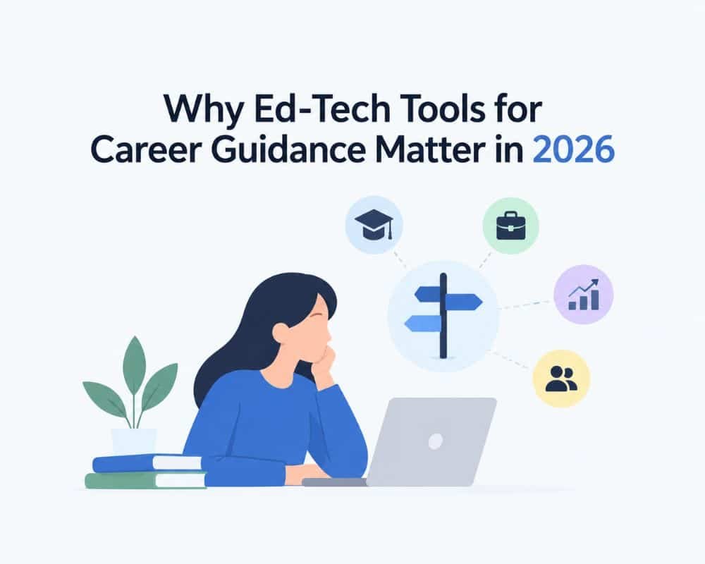 Infographic illustrating the importance of ed tech tools for career guidance in 2020, highlighting key statistics and benefits.