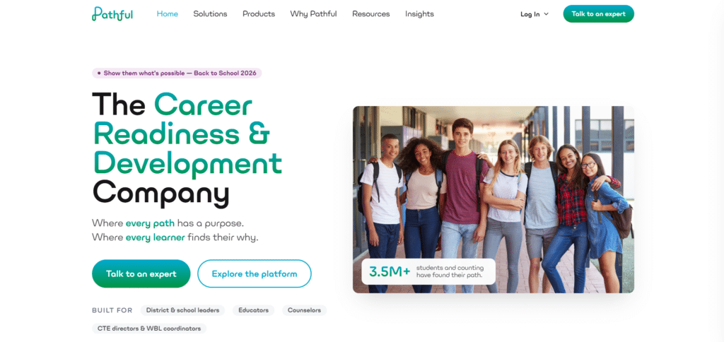 Screenshot of Homepage of Pathful 