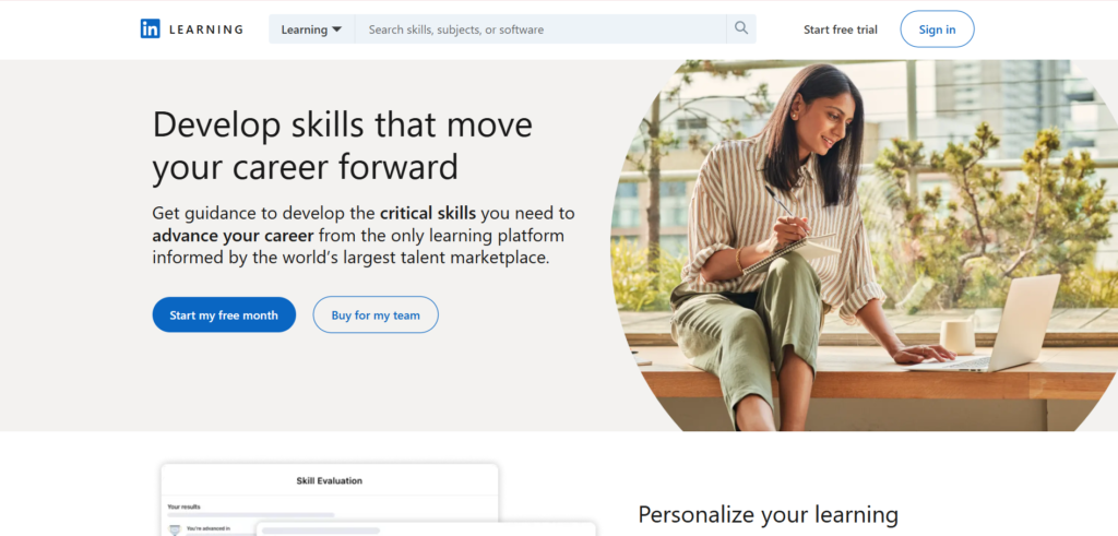 Screenshot of LinkedIn Learning Page