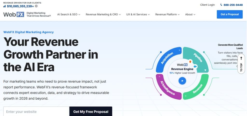Screenshot of WebFX home page