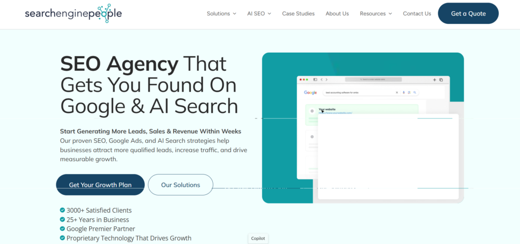 Screenshot of Search Engine People home page
