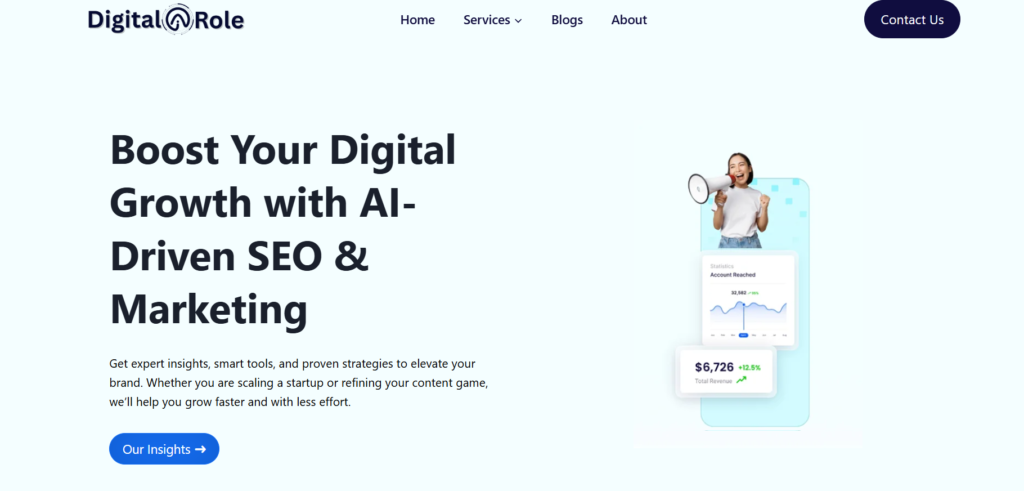 Screenshot of digitalarole home page