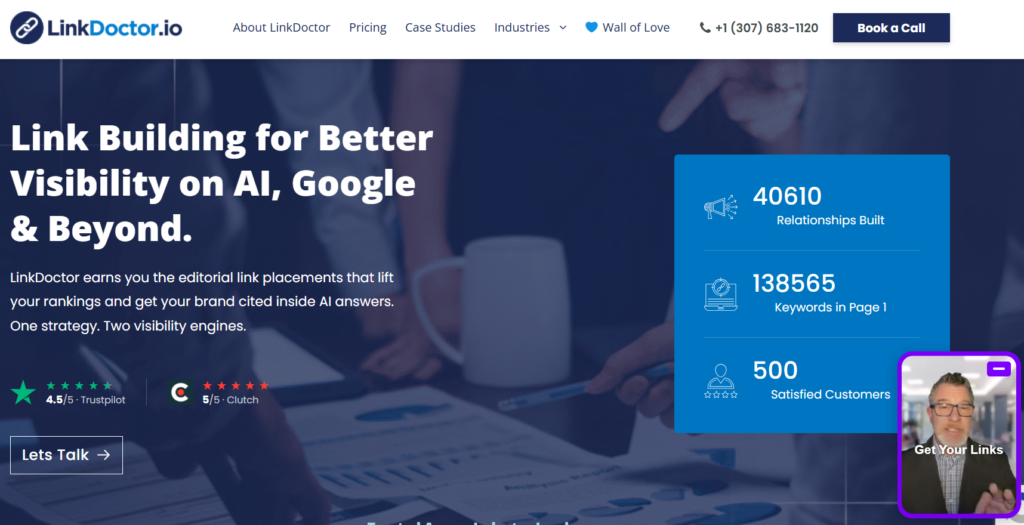 Screenshot of Link Doctor homepage