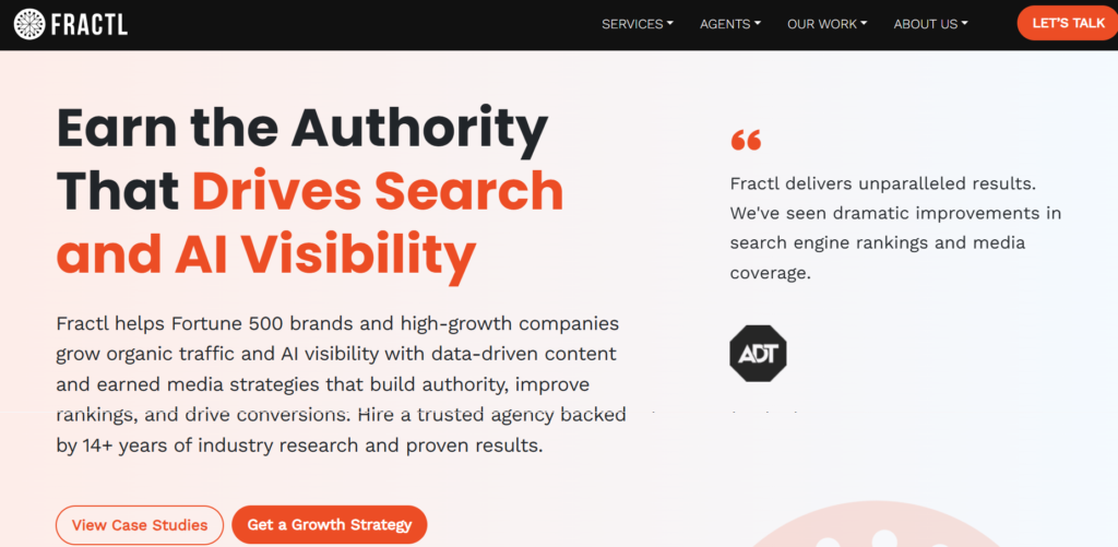 Screenshot of Fractl Homepage