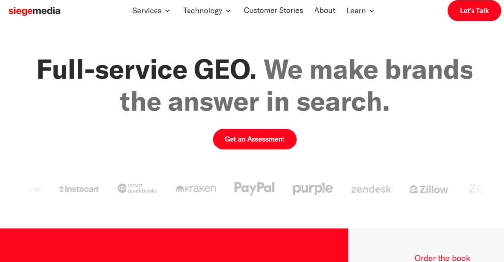 Screenshot of Siege Media Homepage