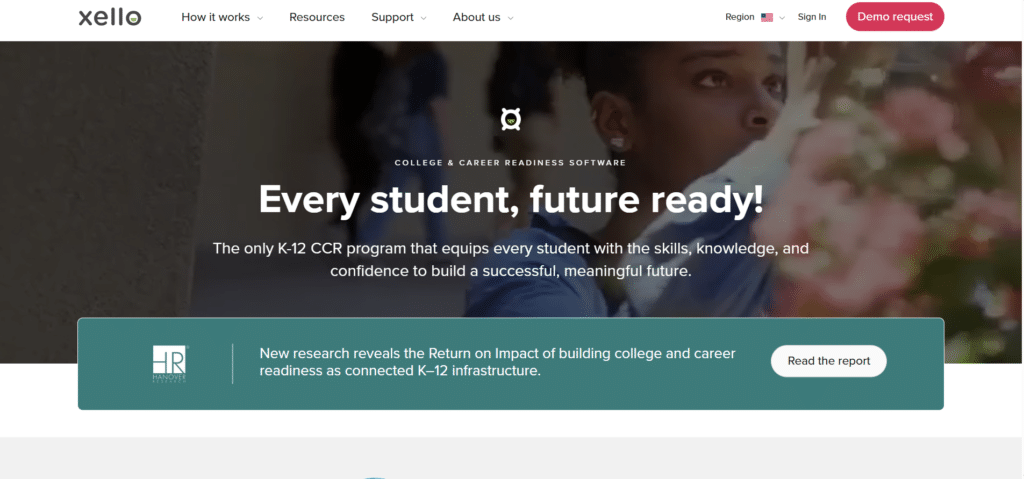 Screenshot of Homepage of Xello