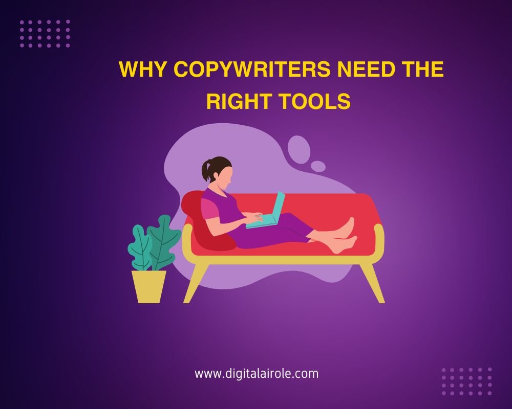  A copywriter using various digital tools on a laptop to enhance productivity and creativity in their writing process.