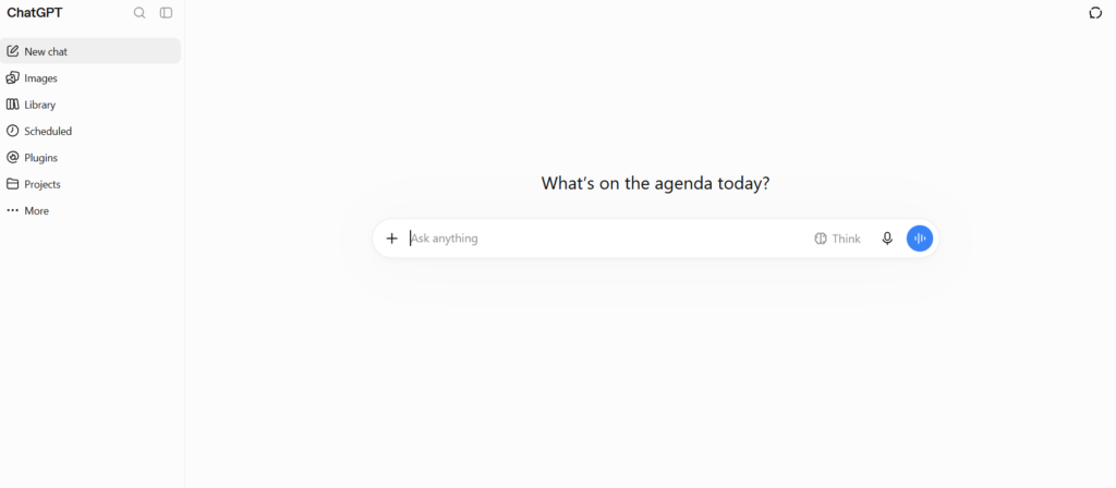 Screenshot of Chatgpt home page