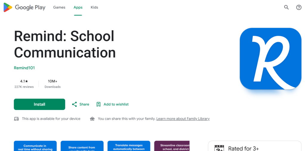 Screenshot of Remind School Communication App