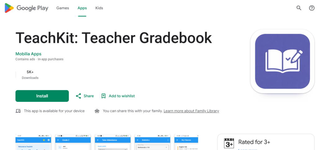Screenshot of TeacherKit App