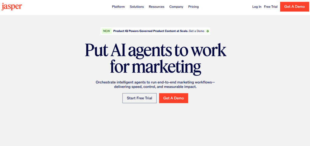 Screenshot of Jasper Homepage