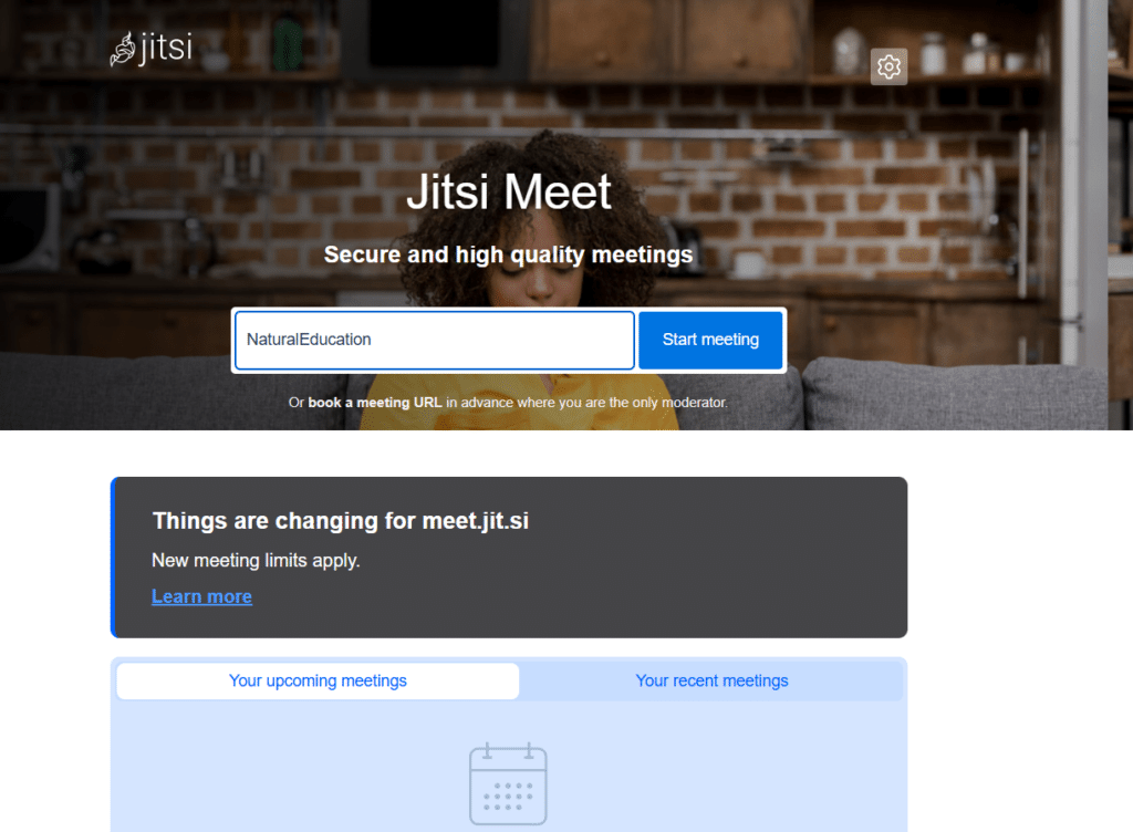 Screenshot of homepage of Jitsi Meet