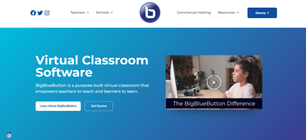 Screenshot of homepage of BigBlueButton